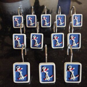 12 NAUTICAL BOAT ANCHOR SHOWER CURTAIN METAL HOOKS MARTHA STEWARD EVERYDAY